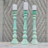 Indian Wooden Hand Carved Candle Holder Stand (Set of 3) 274